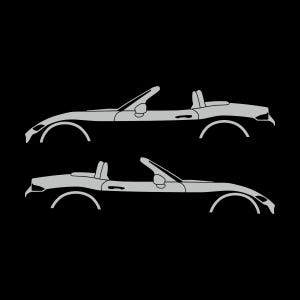 Set Of 2 Lowered Car Silhouette Decal Stickers For Mazda Miata MX5 ND Light Grey