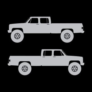 Conjunto de 2 adesivos com silhueta de carro para caminhonete Chevrolet C30 Dually Classic C10 de 3ª geração Prata
