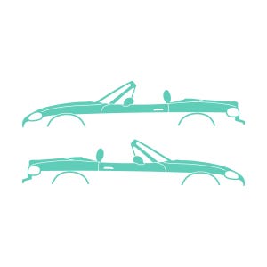 Set Of 2 Lowered Car Silhouette Decal Stickers For Mazda Miata MX5 NB Mint