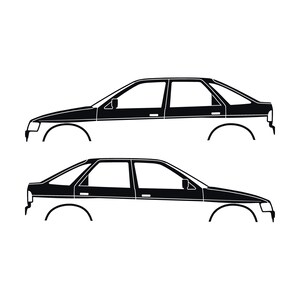 Set Of 2 Car Silhouette Decal Stickers For Ford Escort Mk5 5-door Hatchback Black