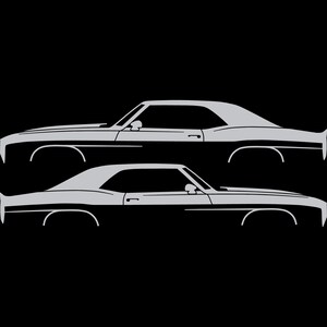 Set Of 2 Car Silhouette Decal Stickers For Chevrolet Camaro 1st Gen Silver