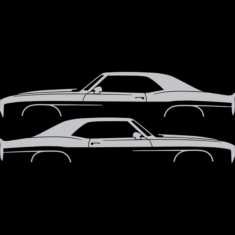Set Of 2 Car Silhouette Decal Stickers For Chevrolet Camaro 1st Gen Silver