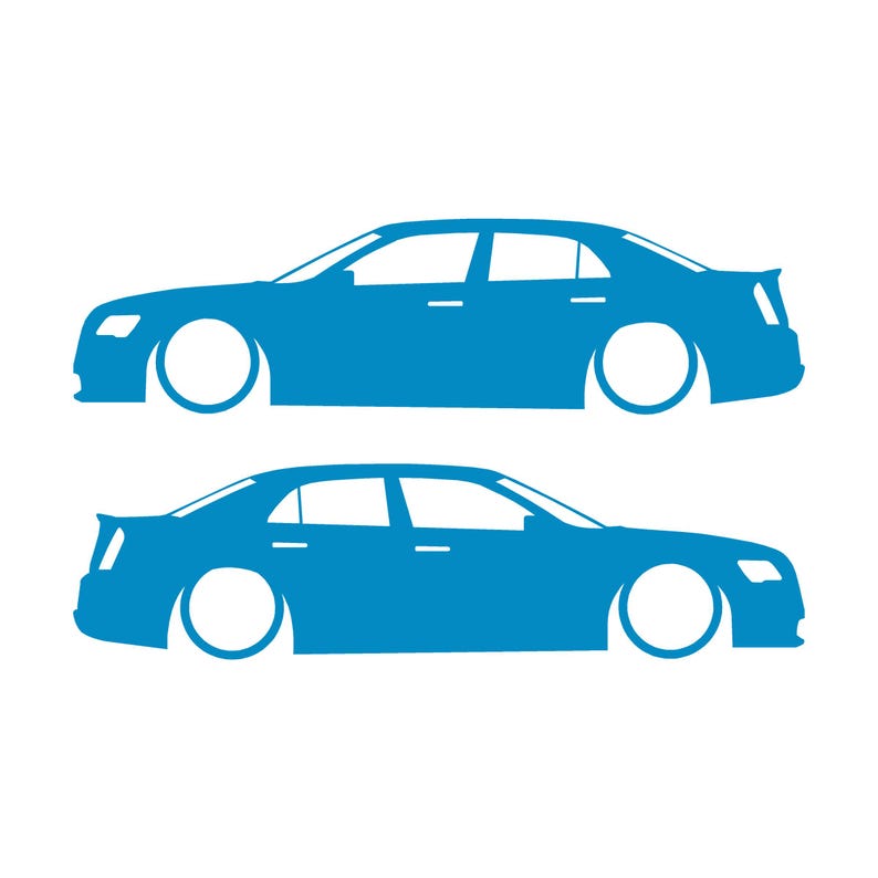 Juego de 2 pegatinas con silueta de coche rebajado para Chrysler 300 SRT de segunda generación. Light Blue