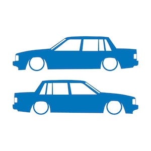 Zestaw 2 naklejek z obniżoną sylwetką samochodu do Volvo 740 744 Sedan Sky Blue