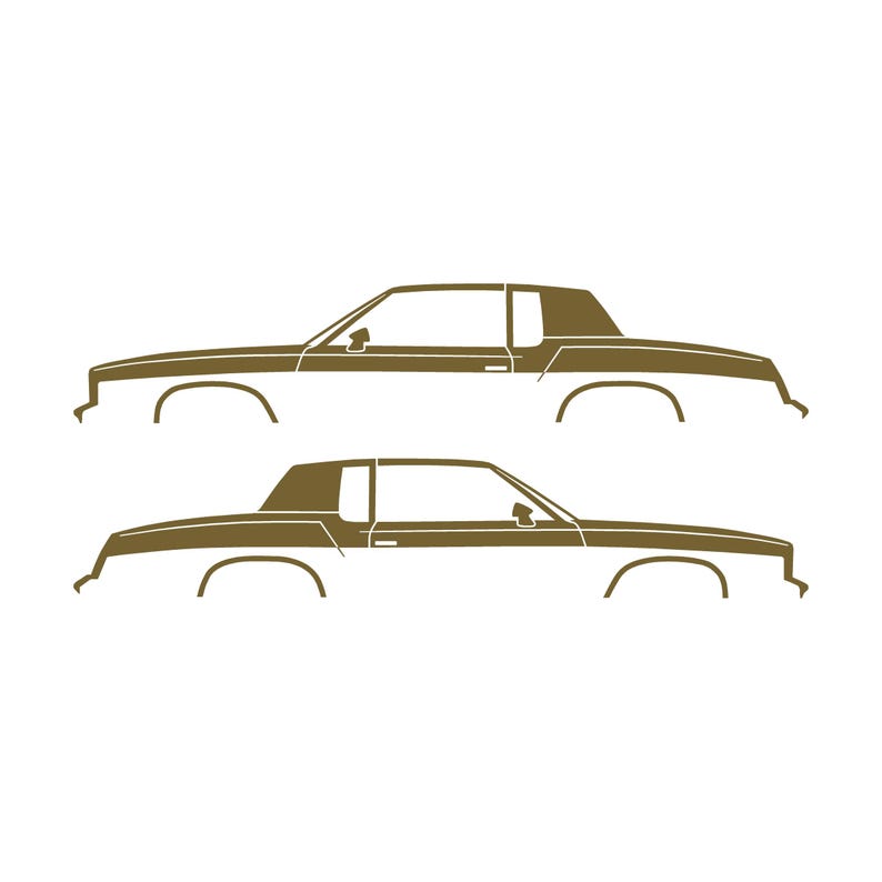 Set mit 2 Auto-Silhouette-Aufklebern für Oldsmobile Cutlass Supreme 4. Generation 1978-80 Coupé Gold