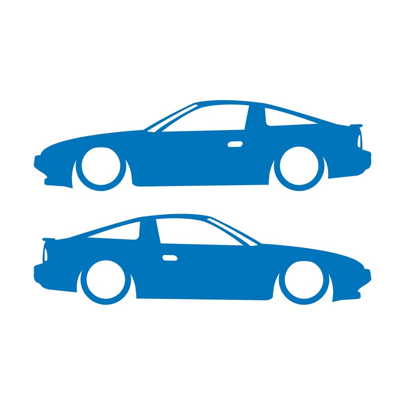 Set Of 2 Lowered Car Silhouette Decal Stickers For Nissan 180SX - 240SX S13 Sky Blue