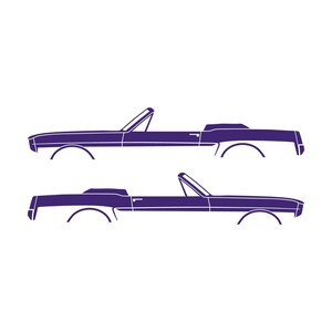 Set Of 2 Car Silhouette Decal Stickers For 1964-66 Ford Mustang Convertible Purple