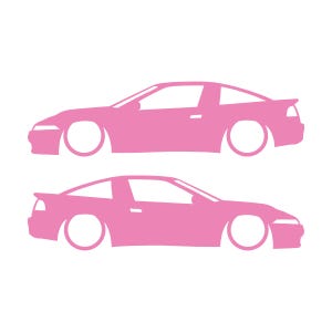 Juego de 2 pegatinas decorativas con silueta de coche rebajado para Mitsubishi Eclipse 1G de primera generación. Soft Pink