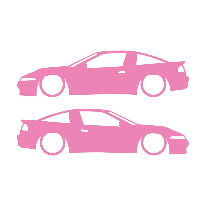 Juego de 2 pegatinas decorativas con silueta de coche rebajado para Mitsubishi Eclipse 1G de primera generación. Soft Pink