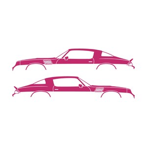 Set mit 2 Auto-Silhouette-Aufklebern für Chevrolet Camaro Z28 2. Generation 1978-79 Coupé Rosa