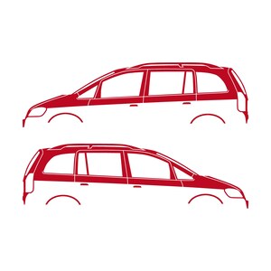 Set Of 2 Car Silhouette Decal Stickers For Vauxhall Opel Zafira A Mk1 Red