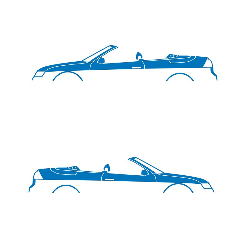 Set Of 2 Car Silhouette Decal Stickers For Saab 9-3 Early Spec 2nd Gen Convertible Sky Blue