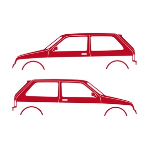 Set Of 2 Car Silhouette Decal Stickers For MG Metro Red