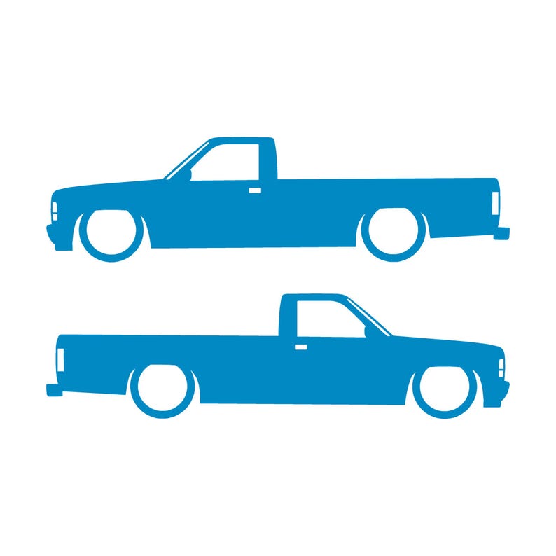 Set med 2 lastbilssilhuettdekaler för Dodge Dakota 1:a generationens single cab pickup Light Blue