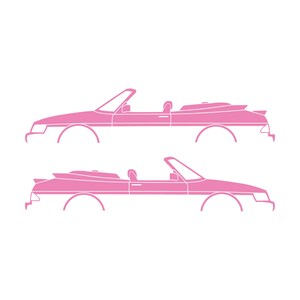 Set med 2 silhuettdekaler för Saab 900 1:a generationens cabriolet Soft Pink
