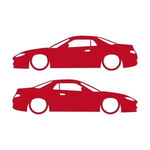 Set di 2 adesivi con silhouette di auto ribassate per Mitsubishi FTO Rosso