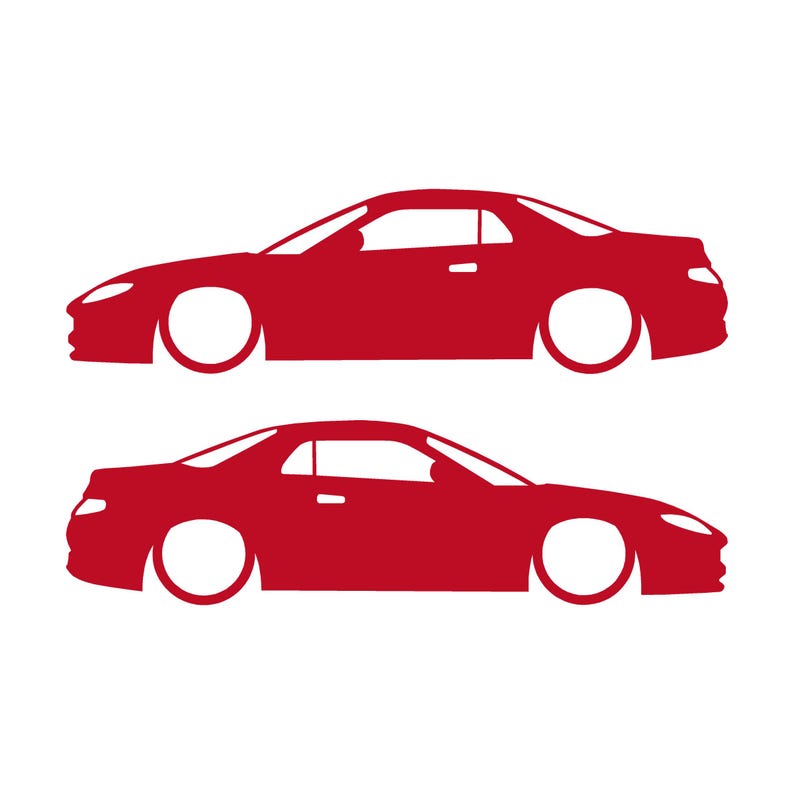 Set di 2 adesivi con silhouette di auto ribassate per Mitsubishi FTO Rosso