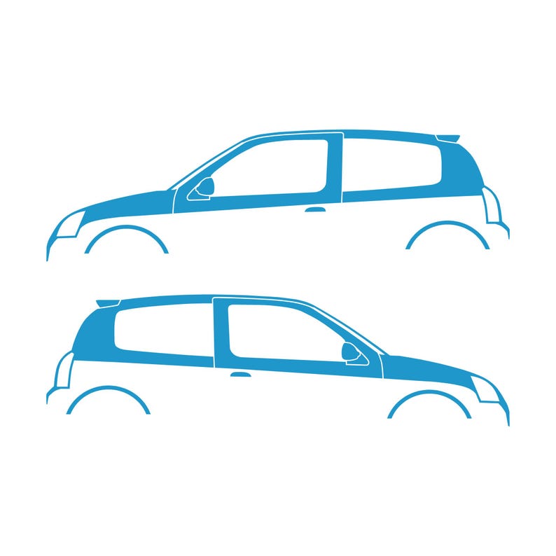 Set Of 2 Car Silhouette Decal Stickers For Renault Clio Mk2 Sport RS Light Blue