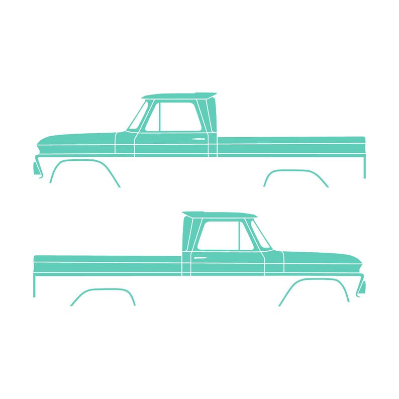 Set van 2 autosilhouet-stickers voor Chevrolet C10 1e generatie korte laadbak 1964-66 Mint