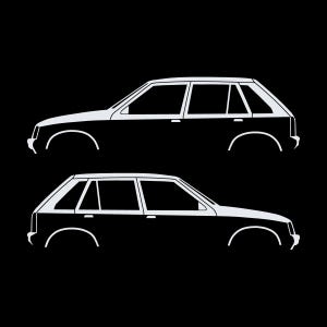 オペル・コルサA、ボクスホール・ノヴァ5ドアハッチバック用カーシルエットデカールステッカー2枚セット ホワイト