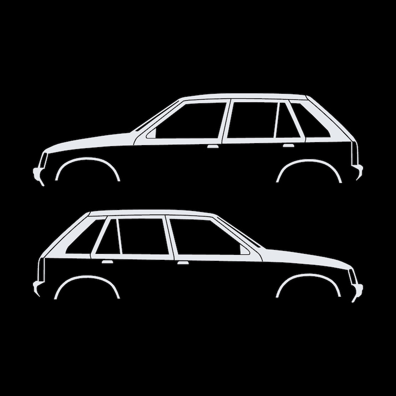 オペル・コルサA、ボクスホール・ノヴァ5ドアハッチバック用カーシルエットデカールステッカー2枚セット ホワイト