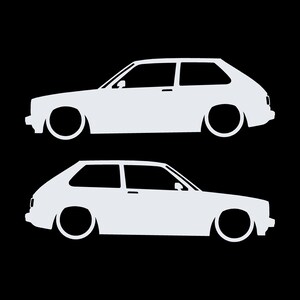 Juego de 2 pegatinas decorativas con silueta de coche rebajado para Toyota Starlet KP60 Blanco