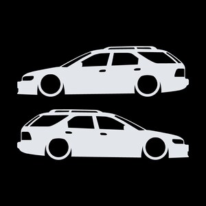 Set med 2 sänkta silhuettdekaler för Honda Accord 5:e generationen 1993-97 kombi Vit
