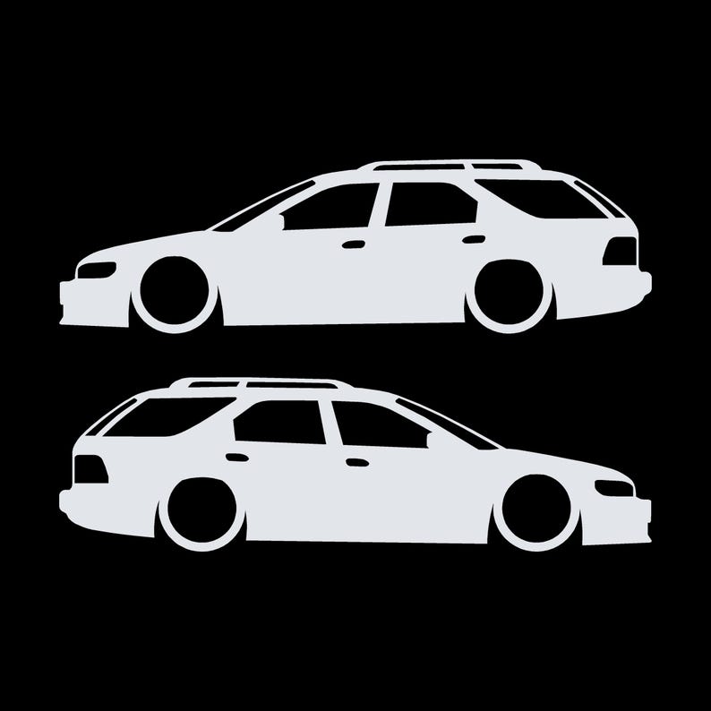 Set med 2 sänkta silhuettdekaler för Honda Accord 5:e generationen 1993-97 kombi Vit