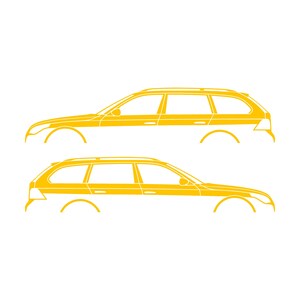 Set Of 2 Car Silhouette Decal Stickers For BMW E61 5-series Touring Yellow