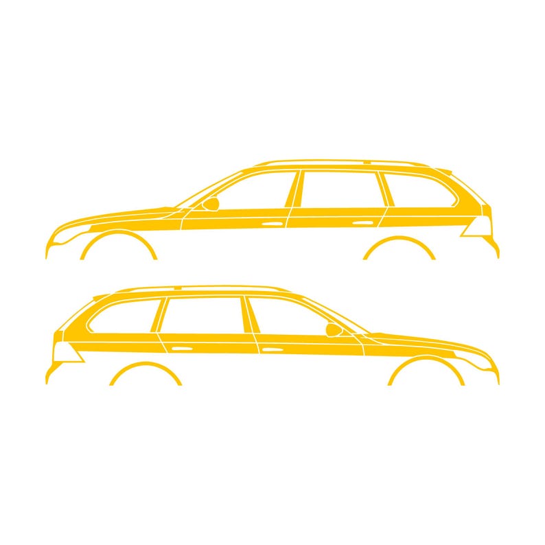 Set Of 2 Car Silhouette Decal Stickers For BMW E61 5-series Touring Yellow
