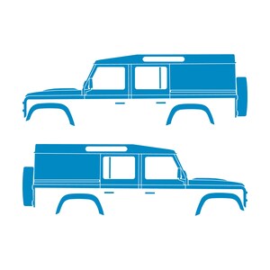 Lot de 2 autocollants silhouette de voiture pour Land Rover Defender 110 Utility Classic Light Blue