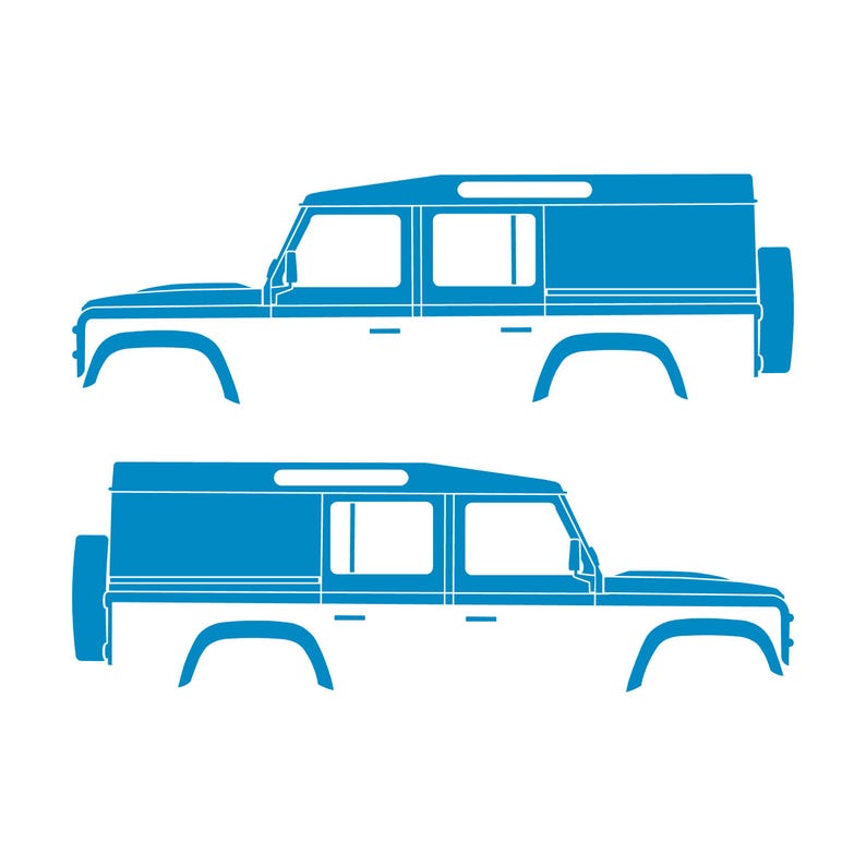 Lot de 2 autocollants silhouette de voiture pour Land Rover Defender 110 Utility Classic Light Blue