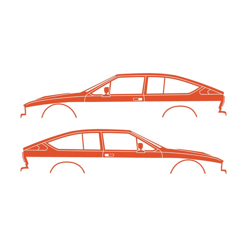 Set van 2 autosilhouet-stickers voor de Alfa Romeo GTV6 Coupé Oranje