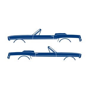 Set Of 2 Car Silhouette Decal Stickers For 1964-66 Ford Mustang Convertible Blue