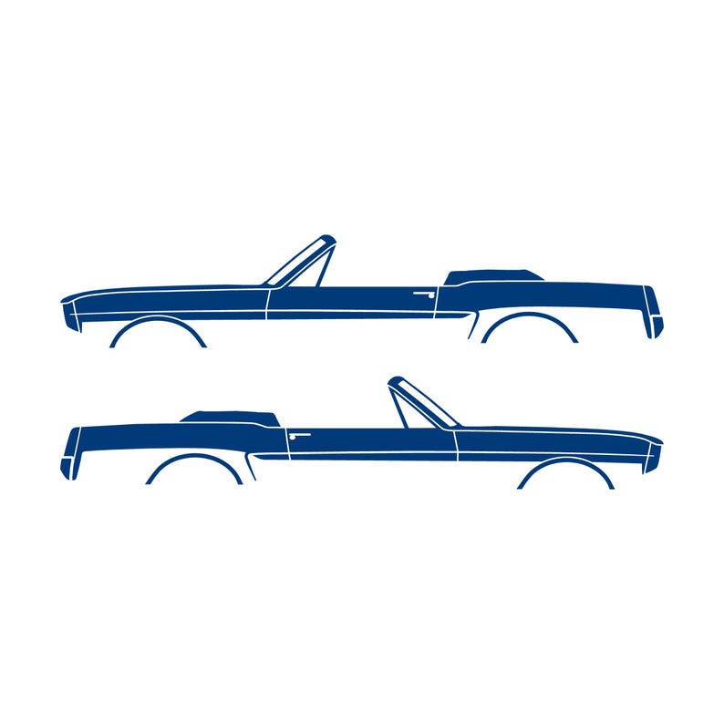 Set Of 2 Car Silhouette Decal Stickers For 1964-66 Ford Mustang Convertible Blue