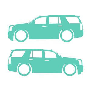 Set med 2 sänkta silhuettdekaler för GMC Yukon 4:e generationens SLT 2015-20 Mint