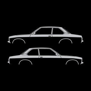 Juego de 2 pegatinas con silueta de coche para Opel Ascona C Coupé sedán de 2 puertas Plata