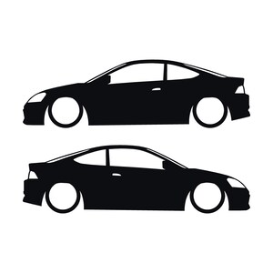 Set Of 2 Lowered Car Silhouette Decal Stickers For Acura RSX DC5 Coupe Black