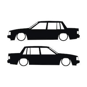Zestaw 2 naklejek z obniżoną sylwetką samochodu do Volvo 740 744 Sedan Czarny