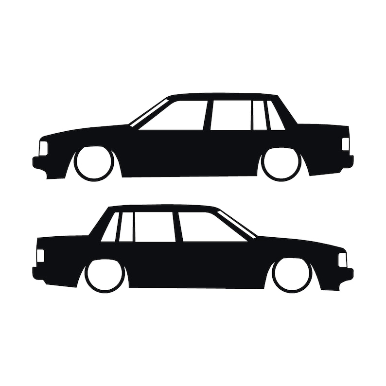 Zestaw 2 naklejek z obniżoną sylwetką samochodu do Volvo 740 744 Sedan Czarny