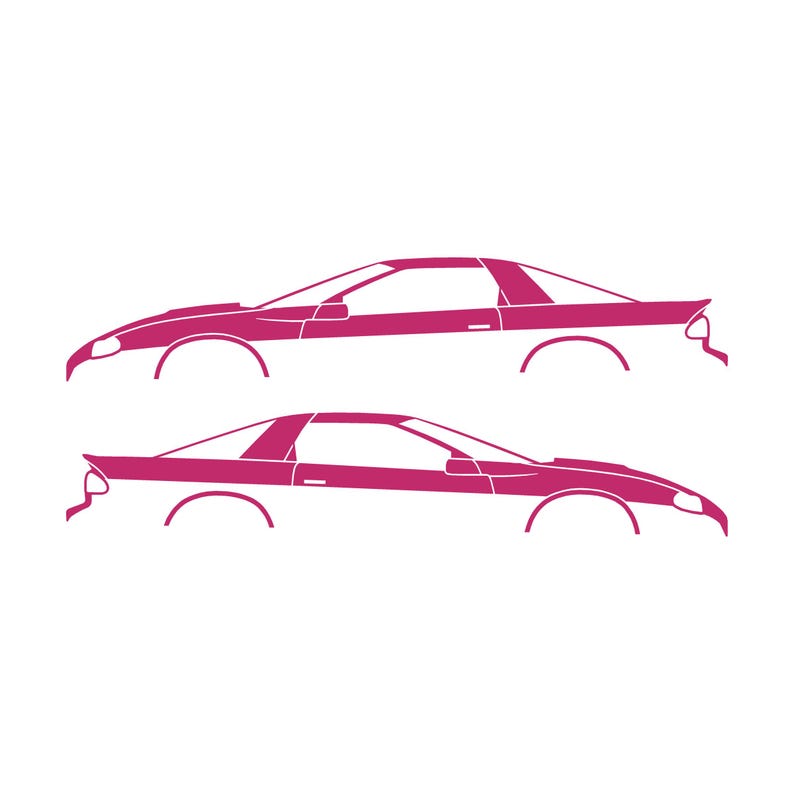Set Of 2 Car Silhouette Decal Stickers For Chevrolet Camaro SS 4th Gen 1998-2002 Coupe Pink