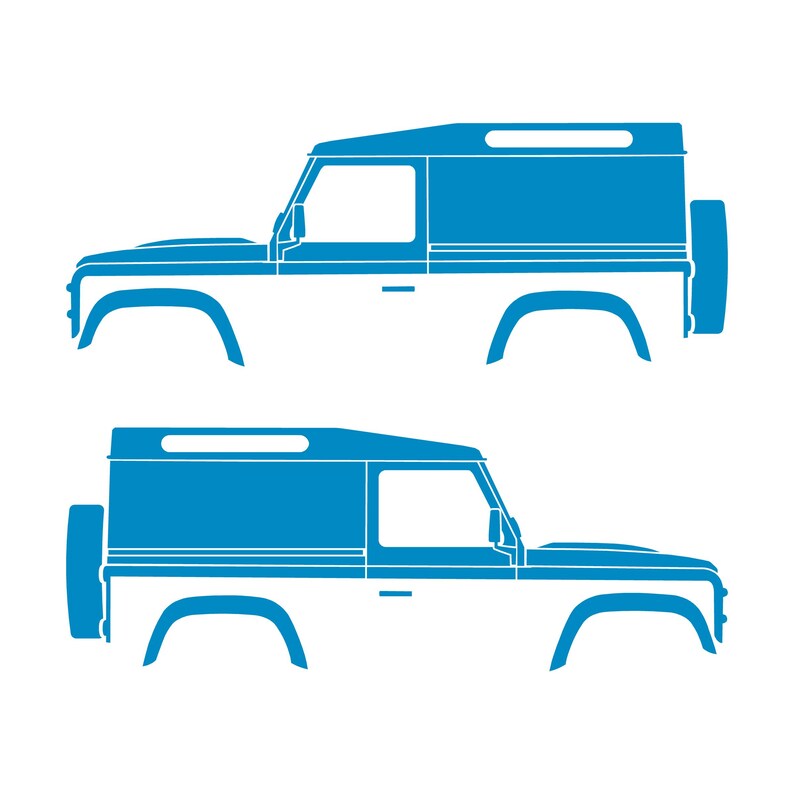 Set mit 2 Van-Silhouette-Aufklebern für Land Rover Defender 90 Classic Light Blue
