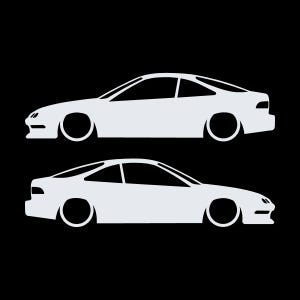 Set mit 2 Aufklebern für tiefergelegte Fahrzeuge für Acura Integra DC2 Coupé der 3. Generation Weiß