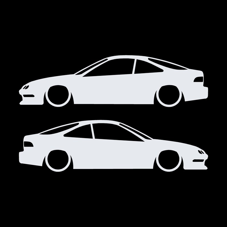 Set mit 2 Aufklebern für tiefergelegte Fahrzeuge für Acura Integra DC2 Coupé der 3. Generation Weiß