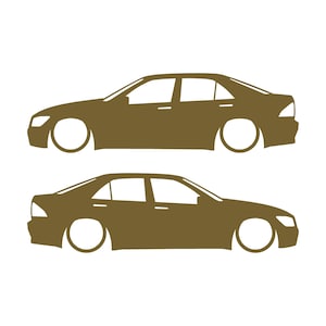 Set Of 2 Lowered Car Silhouette Decal Stickers For Toyota Altezza Gold