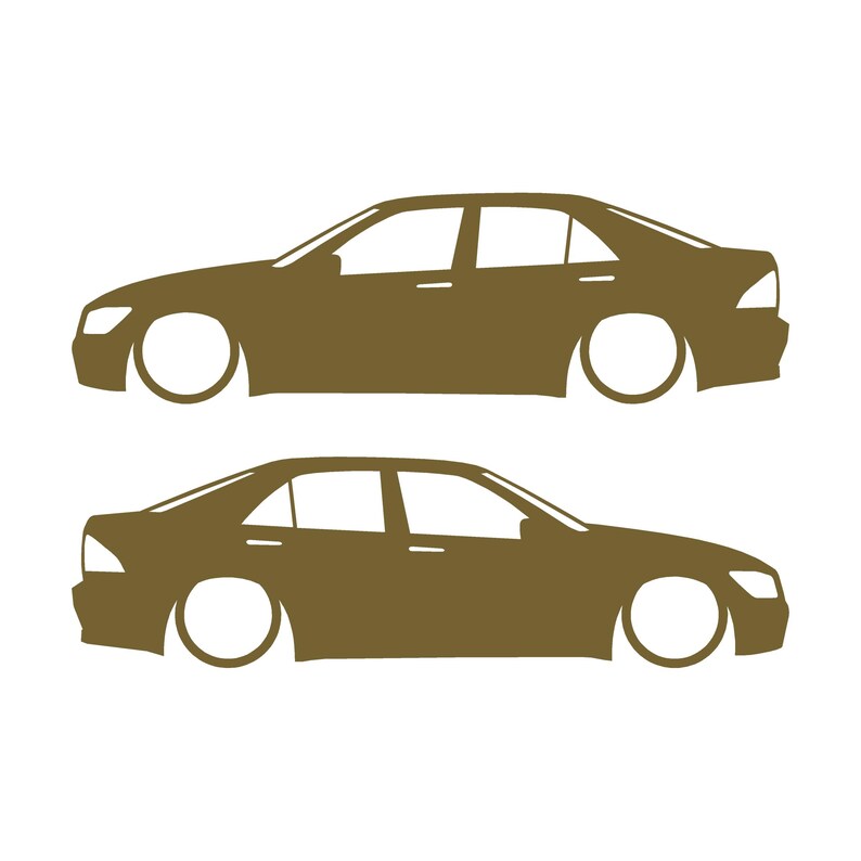 Set Of 2 Lowered Car Silhouette Decal Stickers For Toyota Altezza Gold