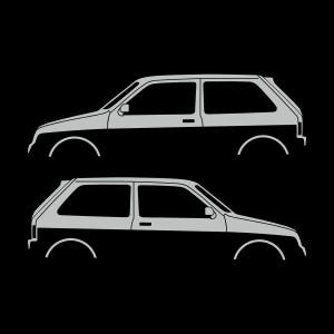 Set Of 2 Car Silhouette Decal Stickers For MG Metro Light Grey
