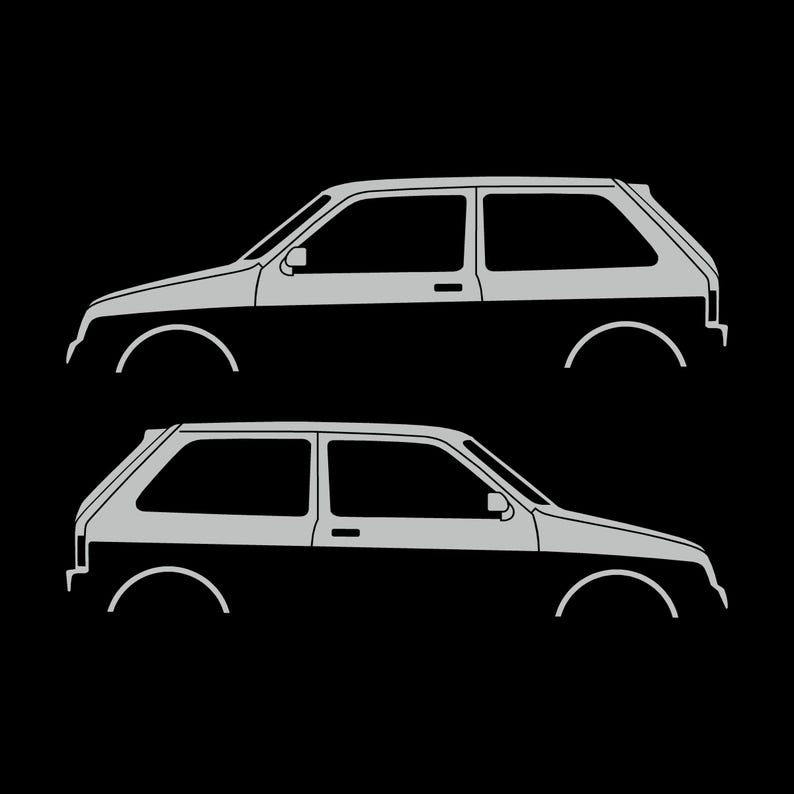 Set Of 2 Car Silhouette Decal Stickers For MG Metro Light Grey
