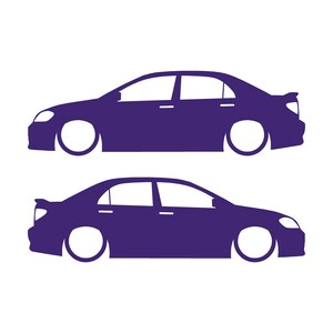 Set Of 2 Lowered Car Silhouette Decal Stickers For Toyota Corolla S XRS 9th Gen Sedan Purple