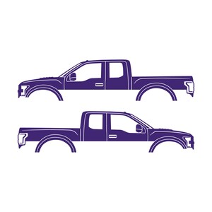 Set Of 2 Car Silhouette Decal Stickers For Ford Raptor F150 2nd Gen 2017 Purple